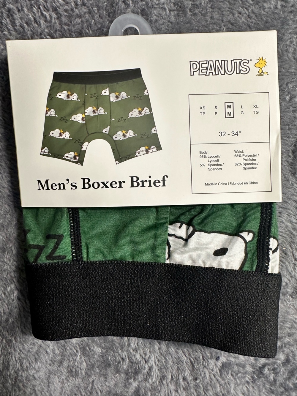 Bioworld Peanuts Snoopy Green & Black Men’s Boxer Briefs Size M (32-34)